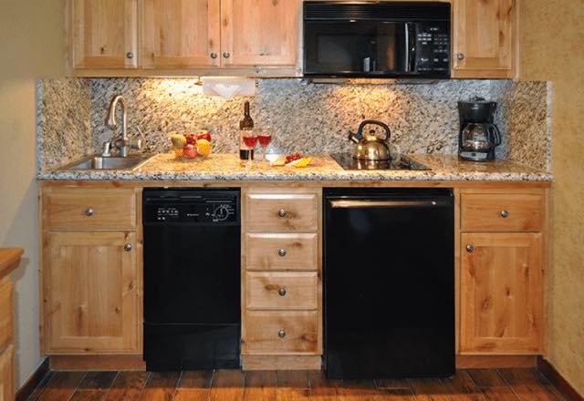 Olympic Village Inn One Bedroom Kitchen Area