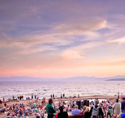 Music on the beach sunset Lake Tahoe