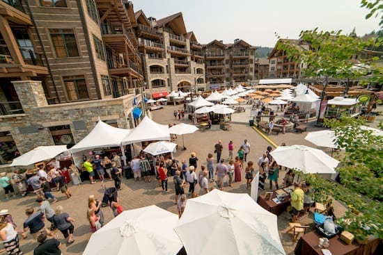 Guests at Autumn Food and Wine Festival mingle