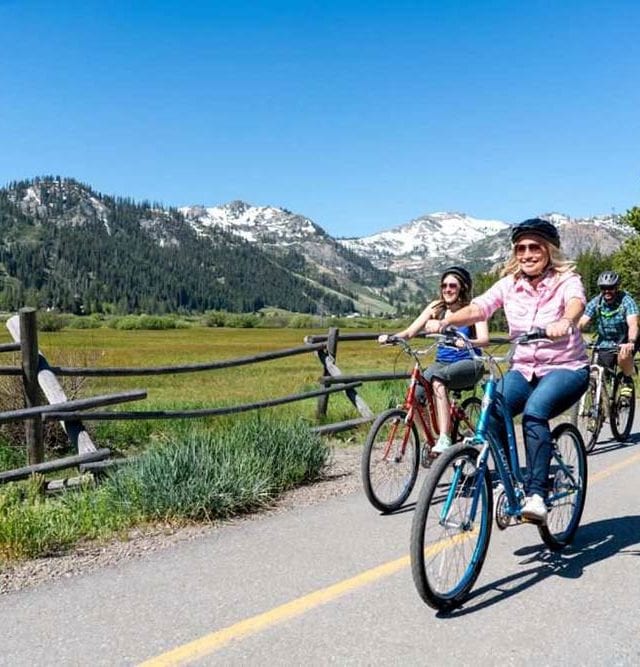 Biking on the bike path in Squaw Valley North Lake Tahoe