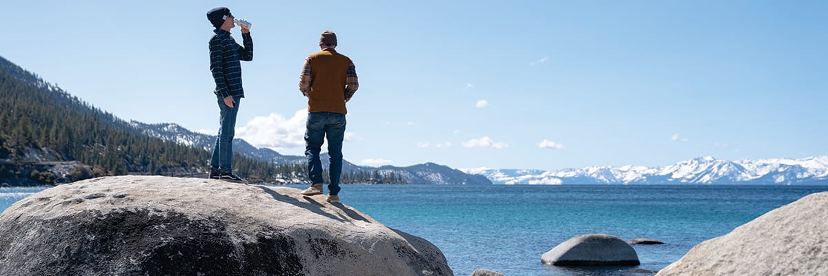 Couple on the rocks at Lake Tahoe